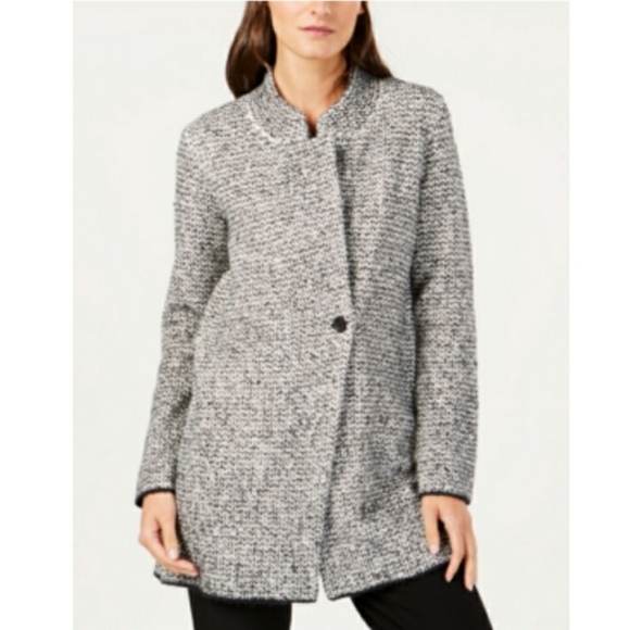 Eileen Fisher Women's Organic Cotton Blend Tweed Stand Collar Coat SZ XS - Picture 1 of 8